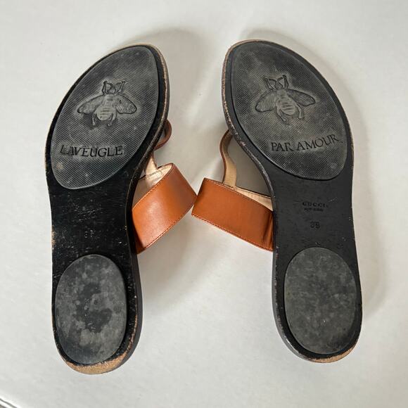 Gucci Marmont GG Thong Sandal Black Brown Slip On Flip Flop Flat Size EU 39 US 9 - Picture 8 of 10